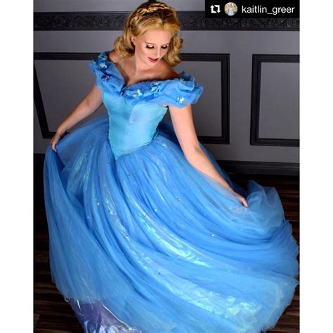 P143 Movies Cosplay Costume Cinderella 2015 Ella Blue Dress Princess