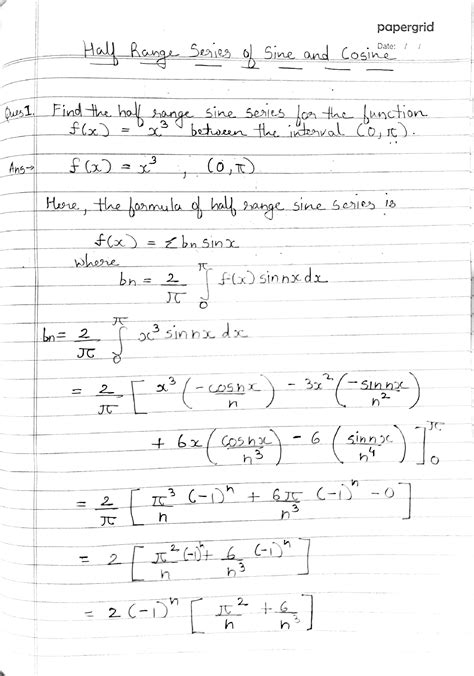 Solution Half Range Series Of Sine And Cosine Studypool