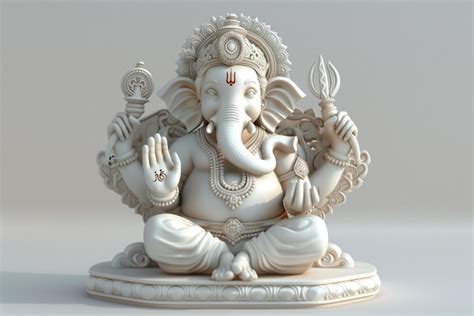 Pure White Baby Lord Ganesh Idol Ganesh Chaturthi Premium Ai