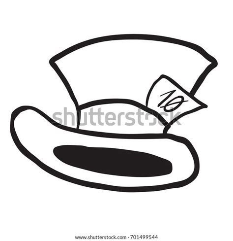 Mad Hatters Hat Black White Cartoon Stock Vector Royalty Free