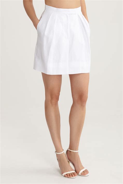 Mini Skirt In White Linen Lita Couture