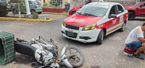 Motociclista Resulta Lesionado Tras Ser Impactado Por Taxi En Veracruz