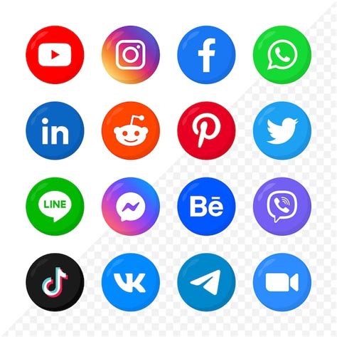 Premium Vector Popular Social Media Icons Logos In Round Modern