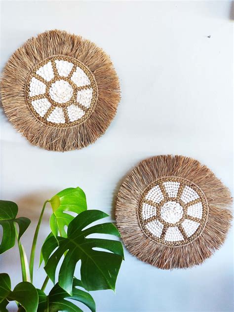 Seagrass Wall Decor Set Of 2 Wall Hanging Woven Natural Etsy