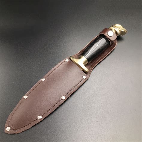 Necromancers Bronze Skull Dagger 11 Inches Long With Black Ram Horn