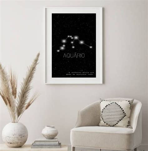 Quadro Decorativo Constelação Signo Aquário 60x48 cm Elo7