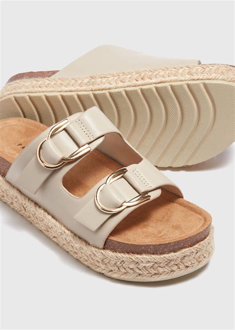 Stone Textured Double Buckle Footbed Sandals Matalan