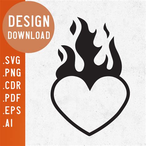 Flame Heart Svg Design Instant Download