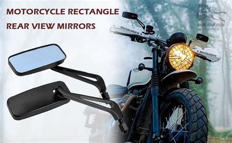 DREAMIZER Universal Motorcycle Rectangle Rear View Mirrors Black 8MM