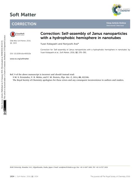 PDF Self Assembly Of Janus Nanoparticles With A Hydrophobic