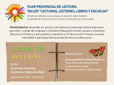 Plan Provincial De Lectura Taller Lecturas Lectores Libros Y Escuelas