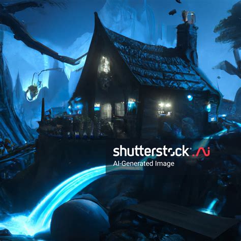 Mythical 3d Image Blue Mystic House Ai Generated Image 2287202903