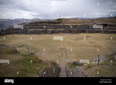 Ruins of Inca fortress of Sacsayhuamán above Cusco Peru Stock Photo