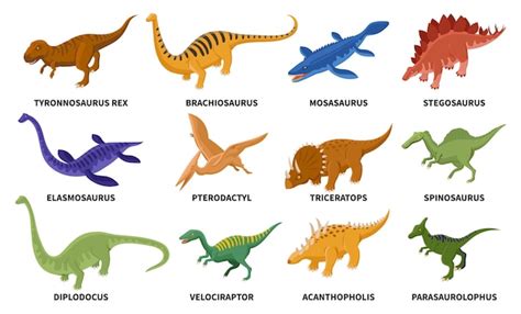 Desenho De Conjunto ícones Tipos Dinossauro Estilo Estrutura Descubra