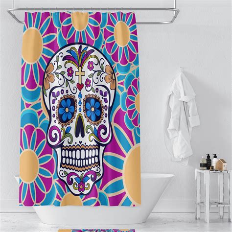 Sugar Skull Bathroom Set Shower Curtain Bath Mat Towels | Etsy