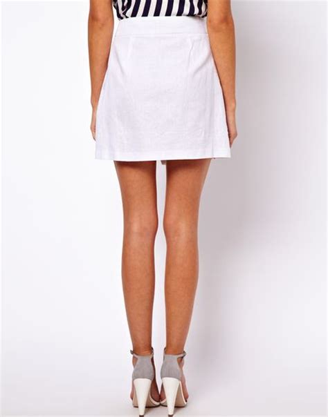 Asos Linen Mini Skirt With Wrap Detail In White Lyst