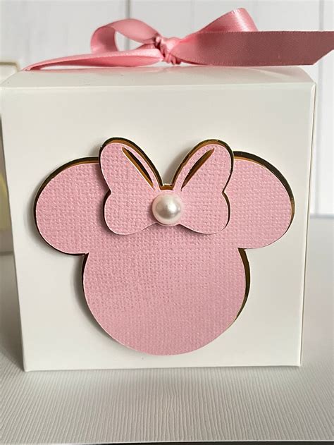 Minnie Mouse caja favor Minnie ratón rosa y oro favor caja Etsy