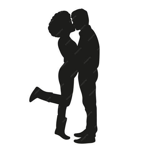 Free Vector Flat Design Couple Kissing Silhouette