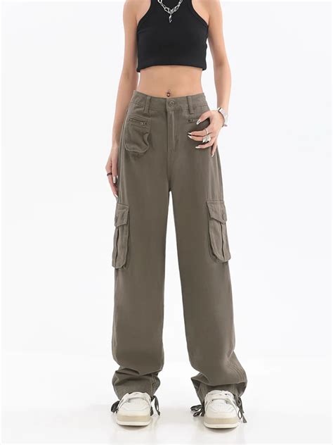 Vintage Baggy Cargo Pants Women Pockets Wide Leg Sweatpants Harajuku Female Streetwear Y2k Hip