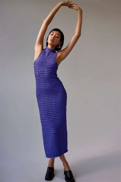 Urban Outfitters Uo Gina Bubble Knit Midi Dress In Purple Lyst