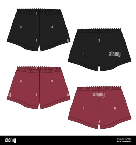 Sweat Shorts Pant Technical Drawing Fashion Flat Sketch Vector