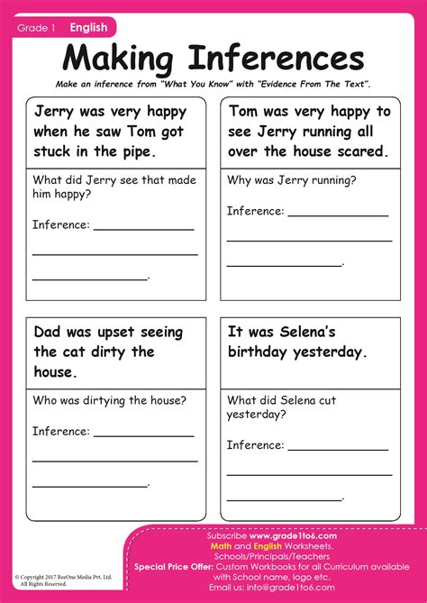 Inference Worksheets PYP IB Grade 1