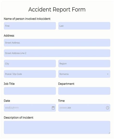 Customer Accident Report Form Template 123formbuilder Hot Sex Picture