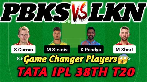 PBKS Vs LKN Dream11 PBKS Vs LKN Dream11 Prediction PBKS Vs LKN 38TH