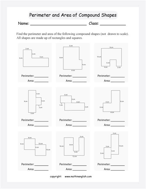 Area Of Compound Shapes Worksheets