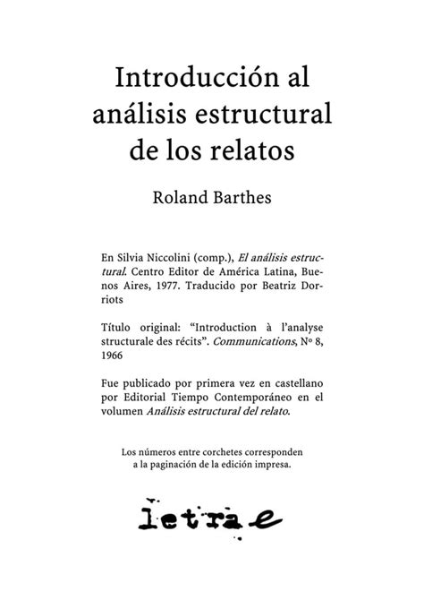 Barthes Roland Introduccion Al Analisis Estructural De Los Relatos Pdf