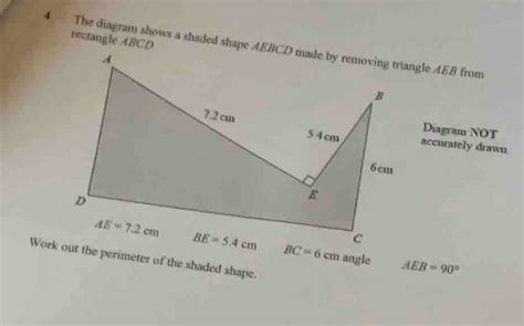 Solved Rectangle Abcd The Diagram Shows A Shaded Shape Aebcd Made By