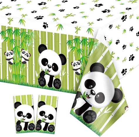 2 Pezzi Tovaglie A Tema Panda 220x130cm Carino Panda Rettangolo