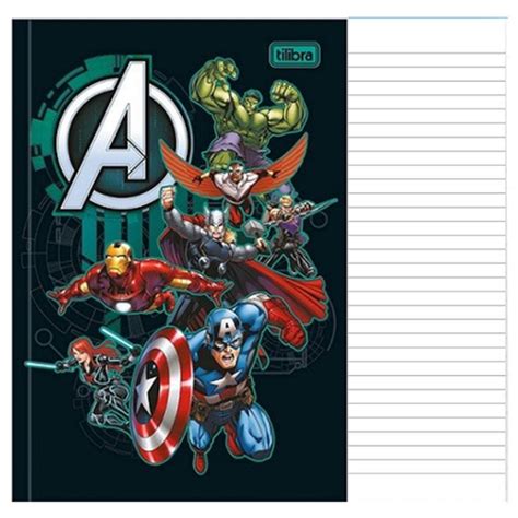 Caderno Brochura Vingadores Avengers Kit Escolar Lápis e Borracha