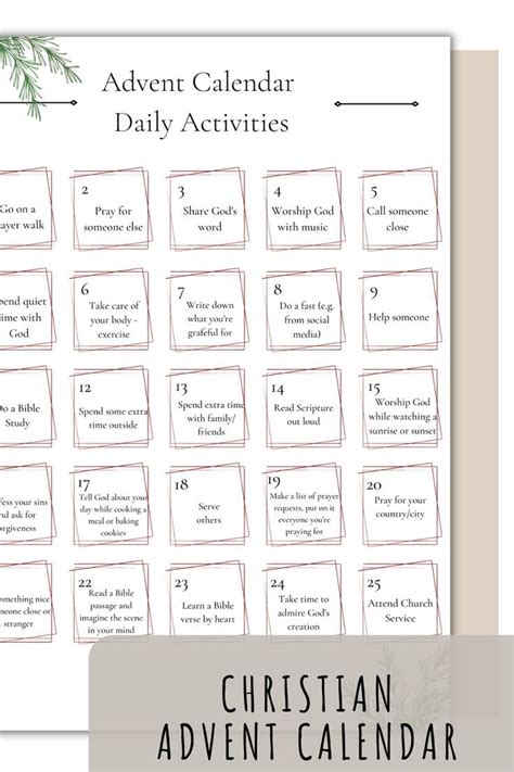 Printable Christian Advent Calendar Religious Countdown To Christmas