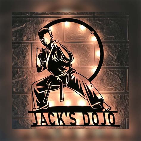 Craftnamesign Custom Boy Karate Martial Arts Metal Wall Art LED Light