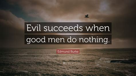 Edmund Burke Quote: “Evil succeeds when good men do nothing.”