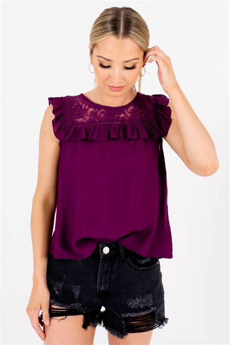 Plum Orchard Purple Blouse Boutique Blouses For Women Purple Ruffle