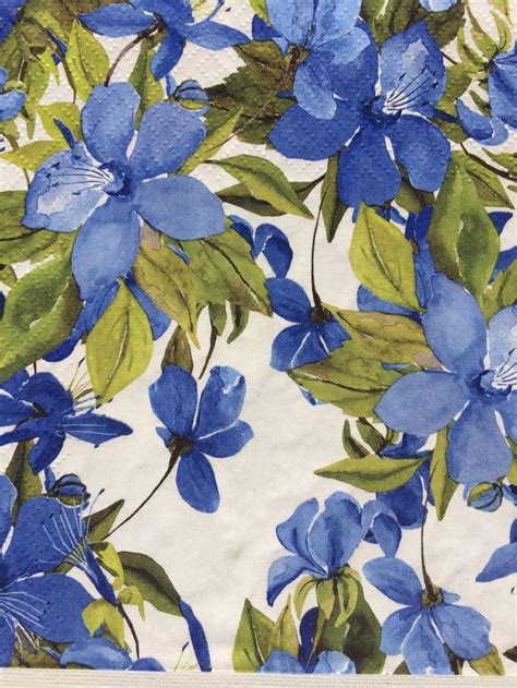 Blue Floral Paper Napkins For Decoupage