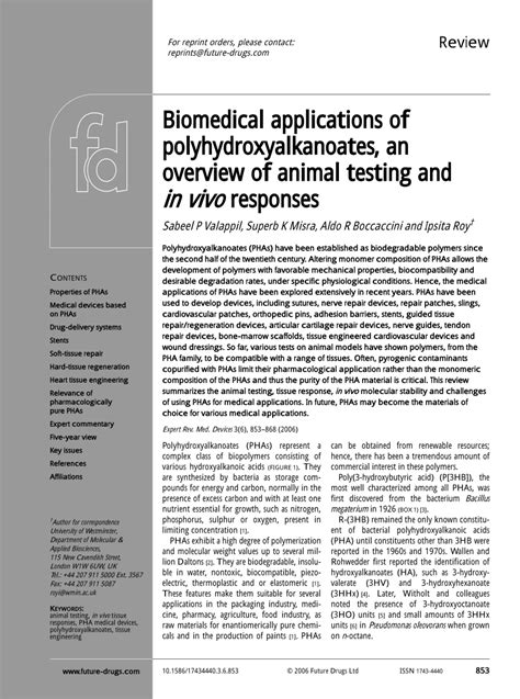 (PDF) Biomedical applications of polyhydroxyalkanoates, an overview of ...