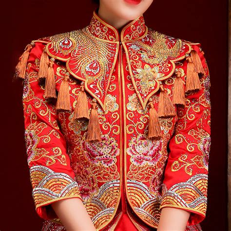 Phoenix Embroidery Pleated Skirt Traditional Chinese Wedding Suit With