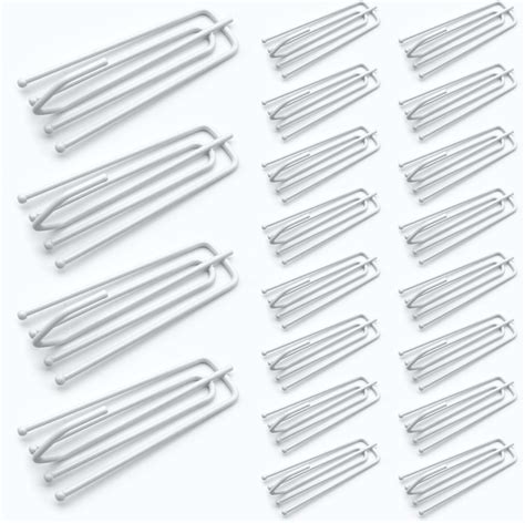 60pcs Stainless Steel 4 Prongs Pinch Pleat Curtain Hooks