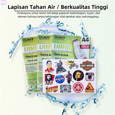 Jual Kertas Sticker Vinyl Inkjet Anti Air 20 Lembar Pack Ukuran A4