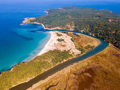 Aerial View of a Coastal Inlet in Summer · Free Stock Photo