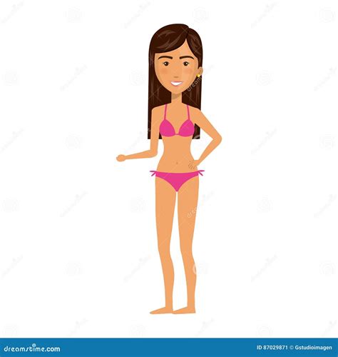 Mujer De La Historieta En Ropa Del Icono Del Bikini Ilustración del Vector Ilustración de