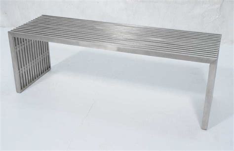 Stainless Steel Modernist Slat Bench Contemporar