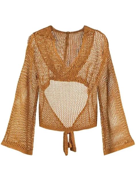 Buy Cult Gaia Catherine Tie Back Crochet Top Orange At 14 Off Editorialist