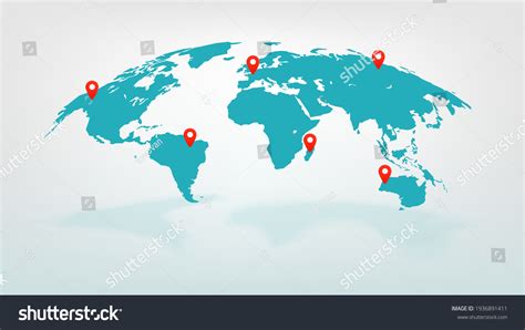 Vector World Map Pointers Stock Vector Royalty Free 1936891411