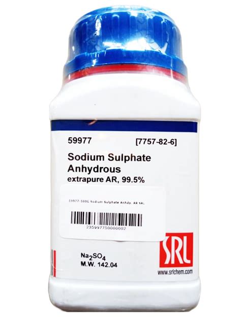 Srl Sodium Sulphate Anhydrous Extrapure Ar 995 500gm Cas No 7757