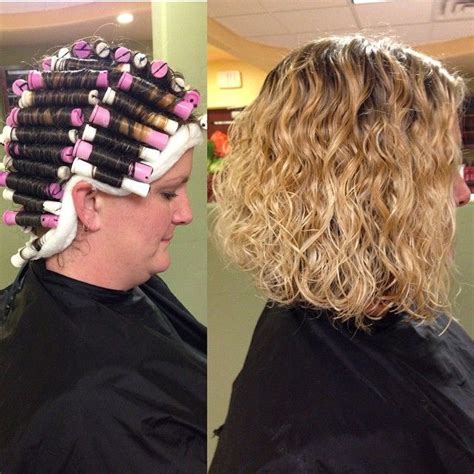 Beautiful Perm Wrap And Results Purple And White Rods Short Permed Hair Spiral Perm Short