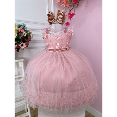 Vestido Infantil Rosa Chá Rosa Queimado Rose Rosê Rosê Rosado Nude